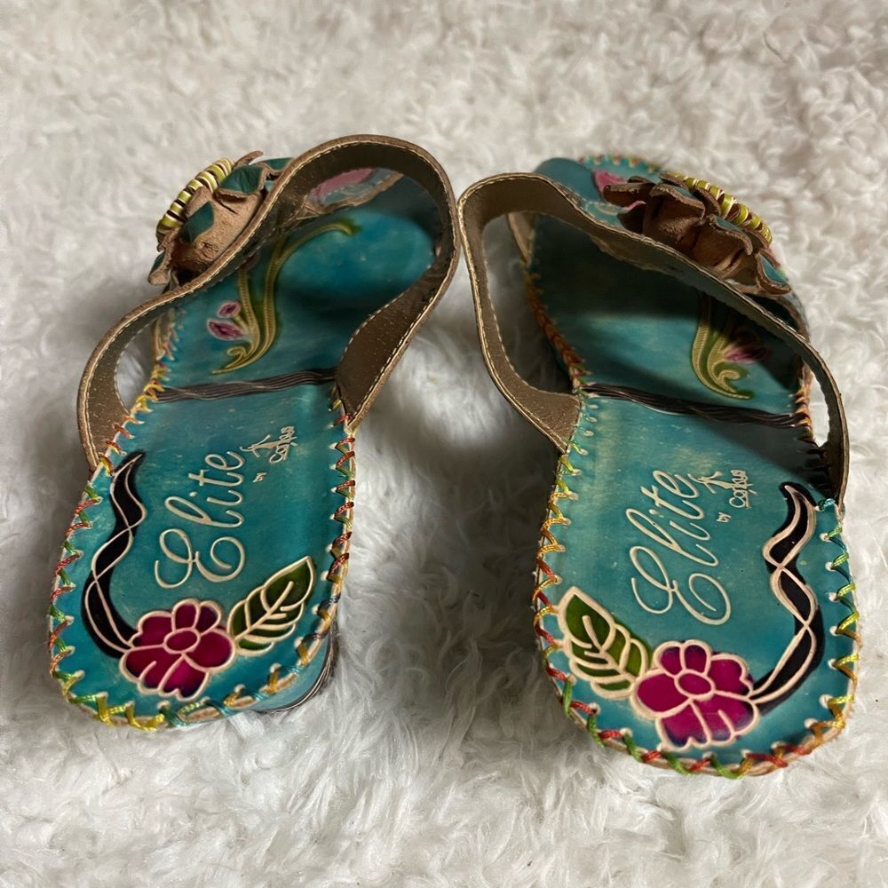 Elite by Corkys Women's Sandals New Size 10 Navaho Style Turquoise - Picture 4 of 13